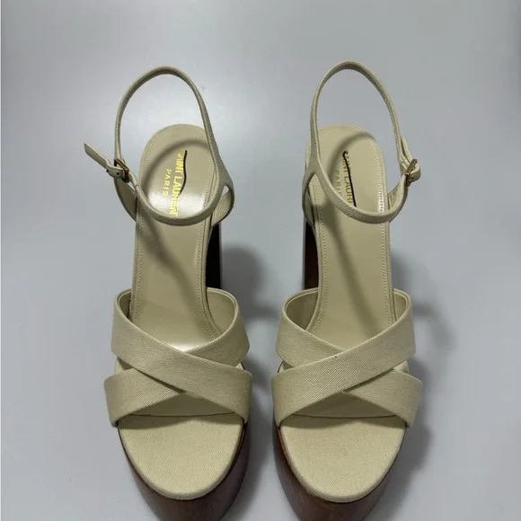 Saint Laurent Bianca Platform Sandals Beige Women’s EU 41/US 11 - Picture 2 of 7